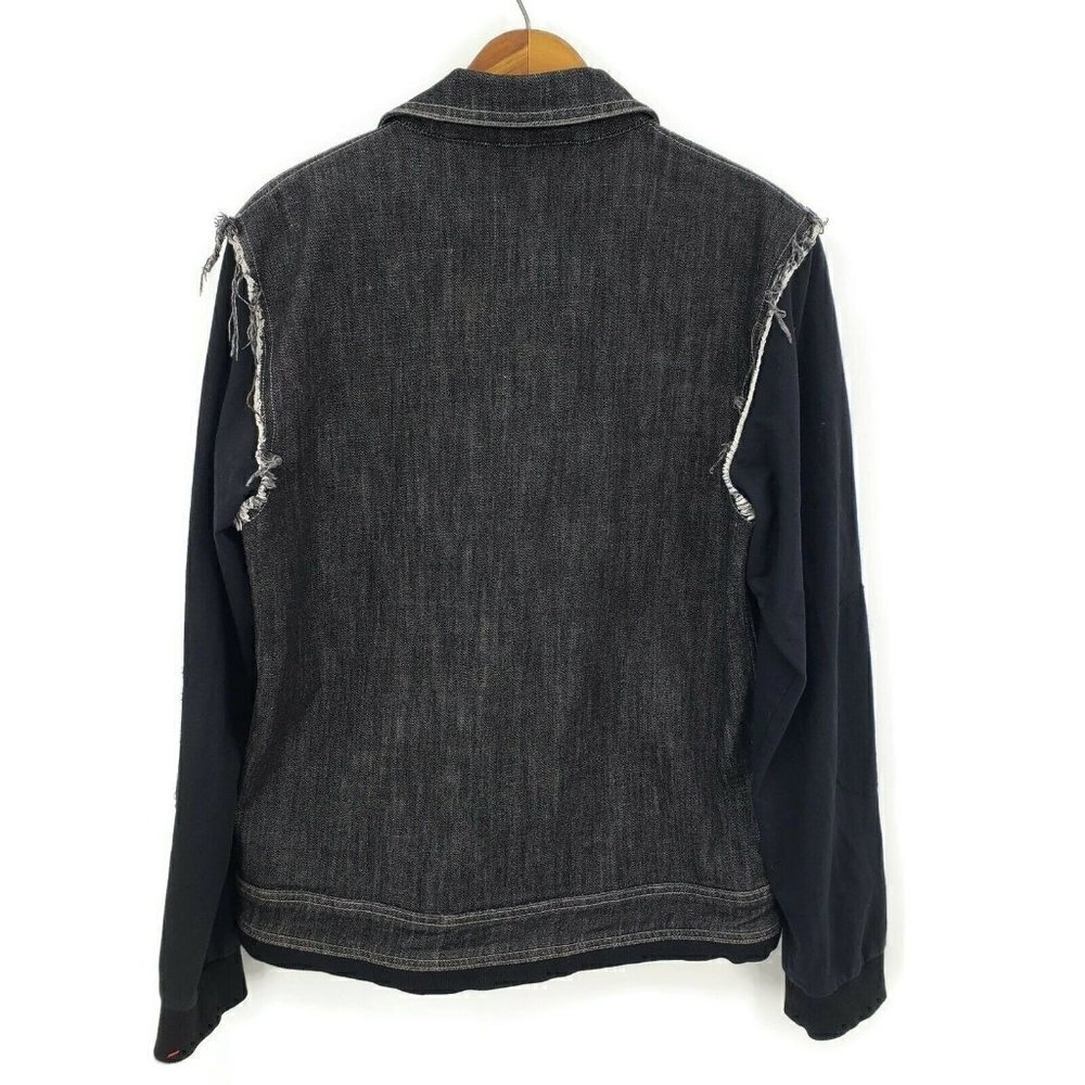 Federation + Denim Jacket Mens Medium Black Button Front - Picture 3 of 5